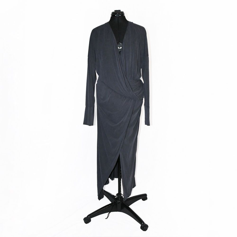 Free People Charcoal Riley Cupra Wrap Maxi Dress - Picture 2 of 7